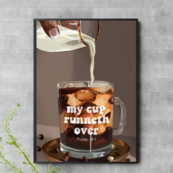 Faith Wall Art • Iced Coffee Aesthetic • Trendy Poster | "Blessed & Iced" - Picture 1 of 5